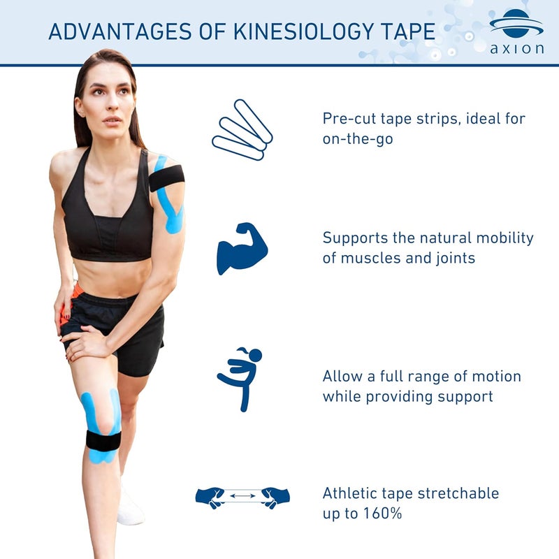 Axion Kinesiology Tapes PRECUT Black Beige | 50 Pre-Cut Sport Tape Strips 10x2 in | Waterproof • Skin-Friendly • Elastic | Kinesiology Tapes Ideal for Sports - Image 2